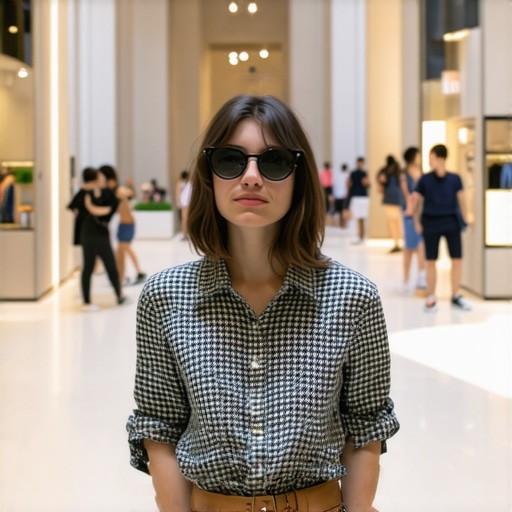 Customer using AR glasses to visualize furniture in a store