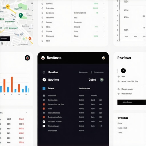 AI-powered geospatial analytics dashboard showing local review metrics and live data streams for SEO optimization