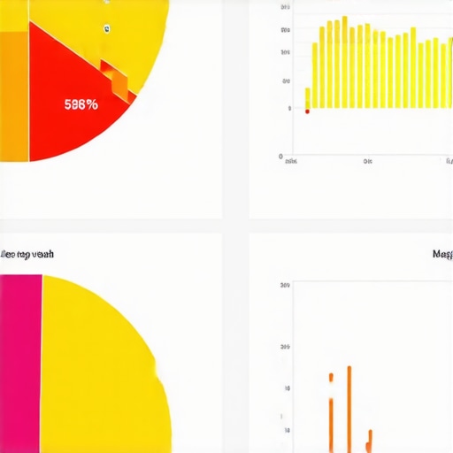 Illustration of a local SEO analytics dashboard showing heat maps and trend charts