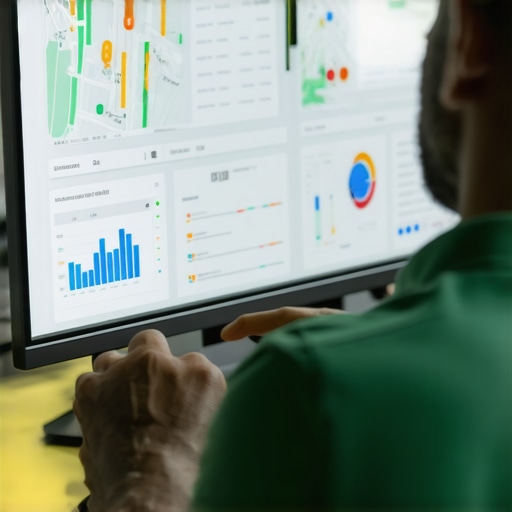 Business owner analyzing local SEO data and maps for strategic planning.