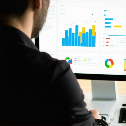 Business owner analyzing local SEO data with privacy considerations.