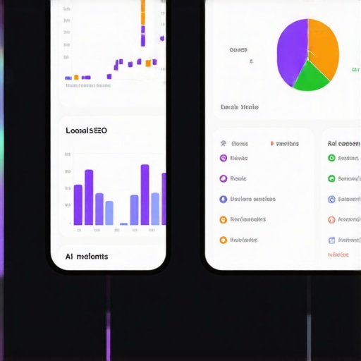Local SEO Analytics Dashboard with AI Integration A digital dashboard showing local SEO analytics and AI-driven insights