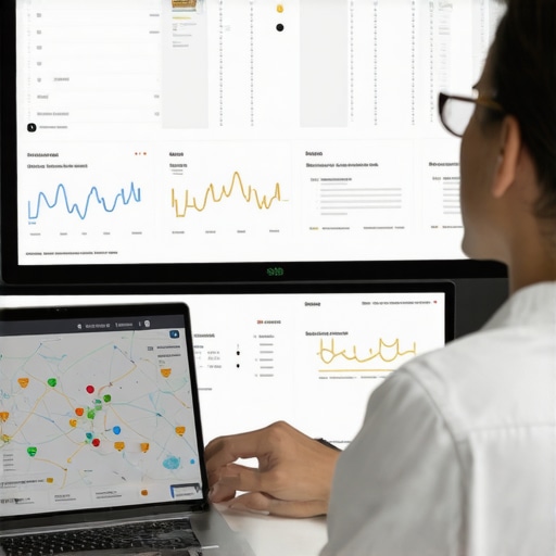 AI and Data Analytics in Local SEO Business owner reviewing local SEO analytics with AI-powered tools.