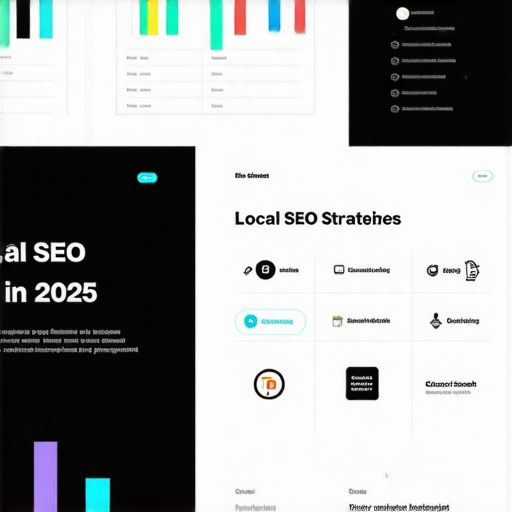 Infographic illustrating AI-driven strategies for local SEO in 2025 with charts and icons