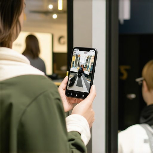 User exploring a store with augmented reality on mobile