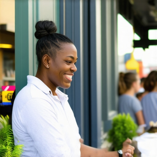 Community Engagement Boosts Local SEO Business owner interacting with local community in a busy neighborhood