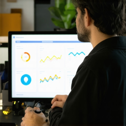 Business owner reviewing local analytics dashboard