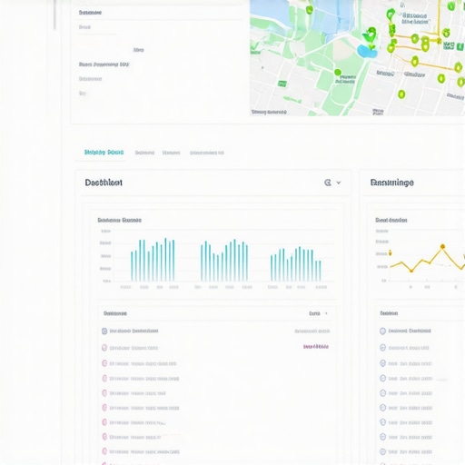 Local SEO Analytics Dashboard Dashboard displaying local SEO metrics, graphs, and maps