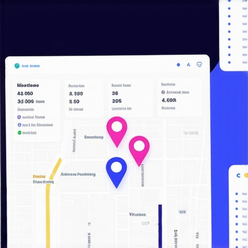 Advanced Map Analytics for Local SEO Strategy Digital map showing local business locations with analytic overlays for SEO optimization.