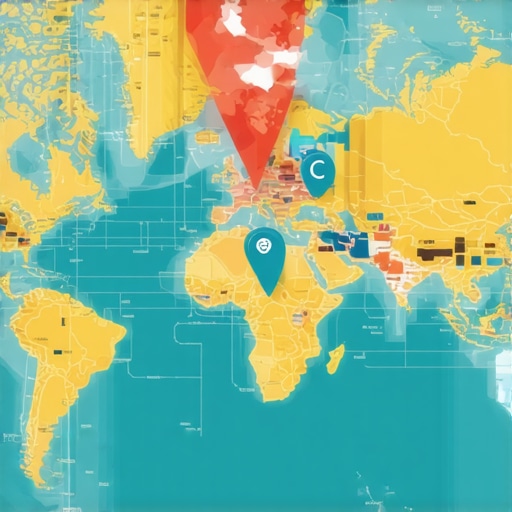 Map with SEO analysis overlays showing rankings and signals.