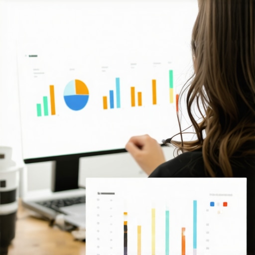 Digital marketer reviewing local search analytics on a computer screen.