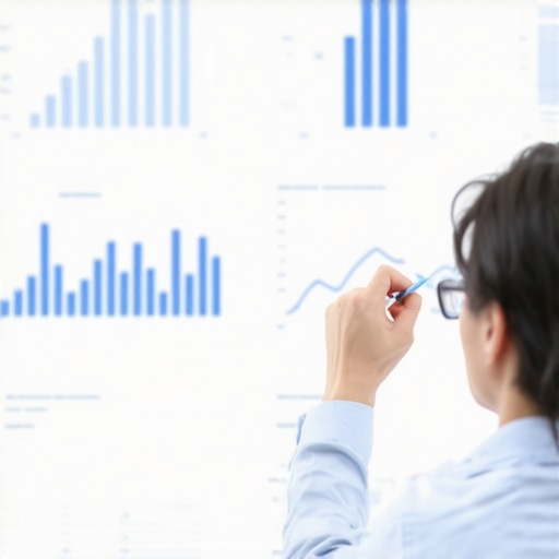 Business analyst reviewing local SEO metrics on digital dashboard