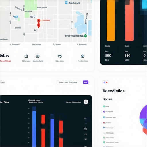 Screenshot of SEO analytics dashboard showing local search performance and maps ranking data.
