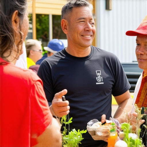 Authentic Local Engagement in Business Business owner engaging with community in neighborhood