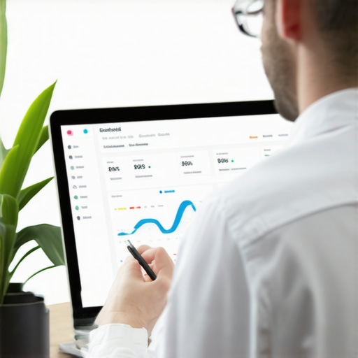 Person reviewing analytics dashboard for local map rankings.