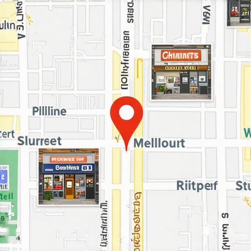 Enhanced Local Map Listings with Geotagged Visuals A digital map highlighting local businesses with geotagged images to boost SEO