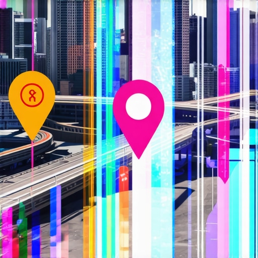 Futuristic city with digital map overlays indicating innovative local SEO approaches.