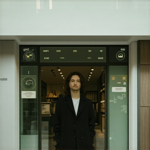 Concept illustration of a business storefront integrated with augmented reality and artificial intelligence