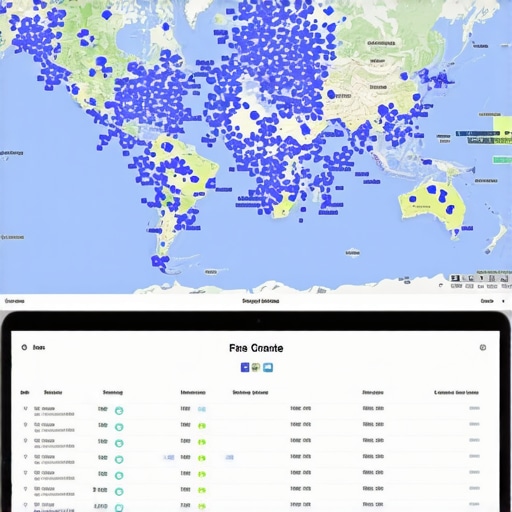 Geospatial Data Analytics Dashboard A detailed dashboard illustrating real-time geospatial analytics and consumer movement patterns