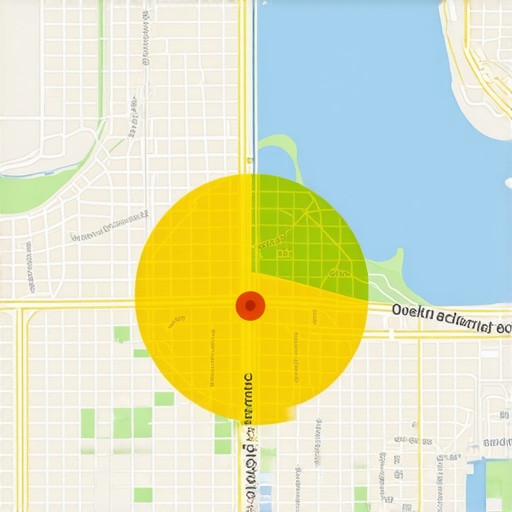 Colorful map showing hyperlocal data analytics and geofencing zones