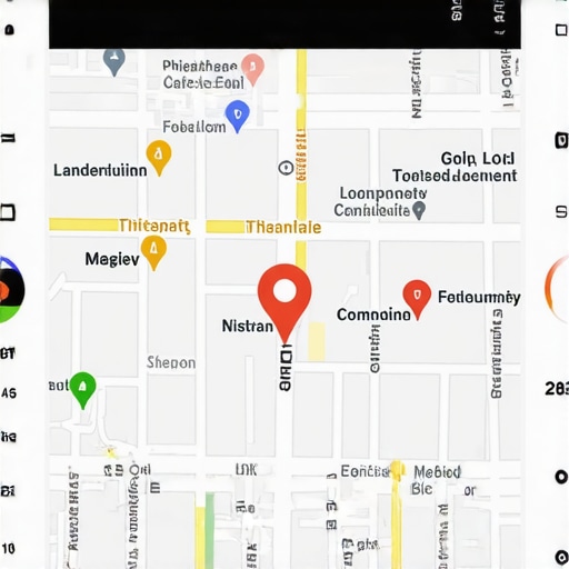 Futuristic map with AR features showcasing local business locations