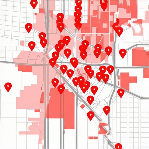 A digital map showing optimized local business rankings with various data overlays.