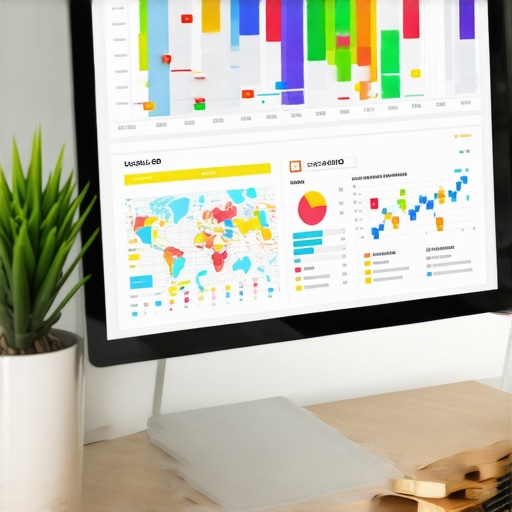 Screenshot of local SEO analytics on a computer screen with maps and performance charts