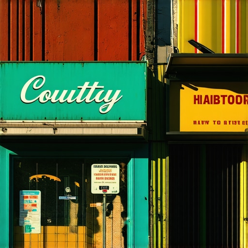 Shopfront with street-name signs in a busy local neighborhood