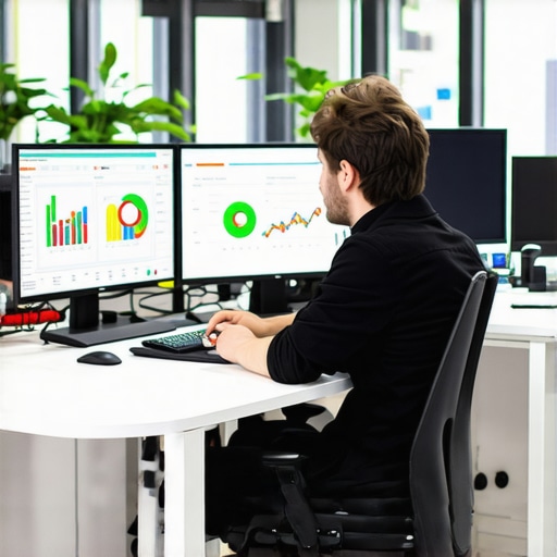 SEO Team Analyzing Local Search Data 2025 Team of digital marketers reviewing local SEO analytics on computer screens in a sleek modern office.