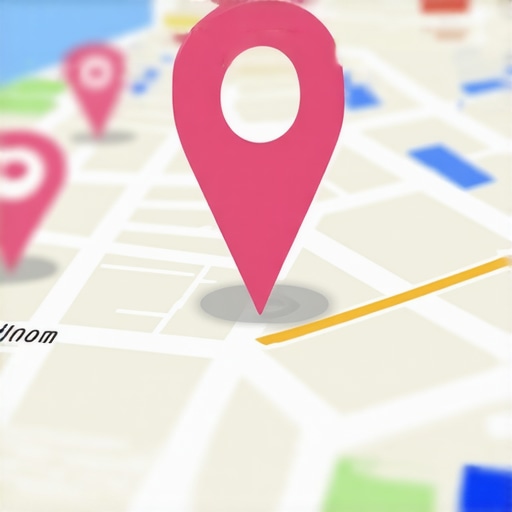 Digital map with location pins and data overlays for local SEO