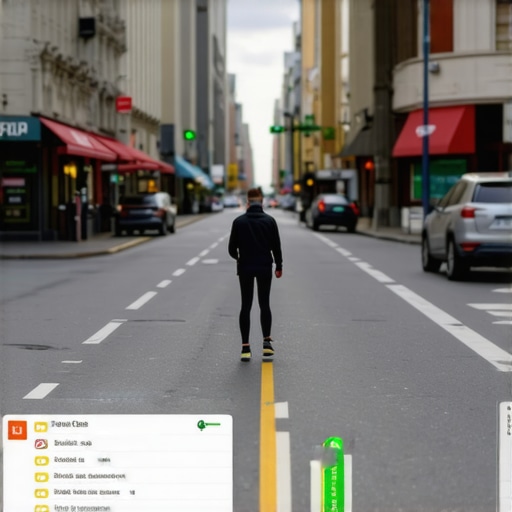 AR View Enhancing Local Search AR overlay on a city street with business info and reviews.