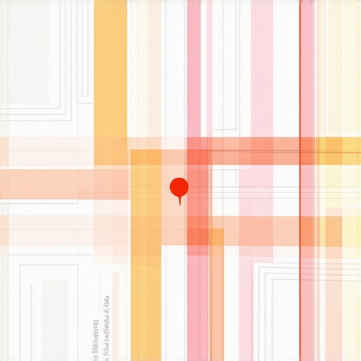Layered digital map showing geospatial analytics and user movement patterns influencing local search optimization.
