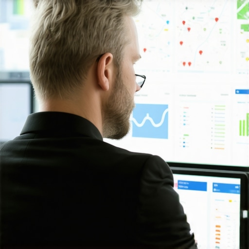 Person reviewing a digital map and SEO performance data on a computer screen