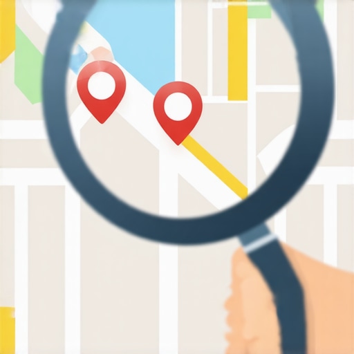 Map with localized business icons and SEO markers for strategic optimization.