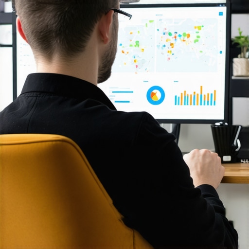 Digital marketer reviewing local SEO analytics on a computer screen