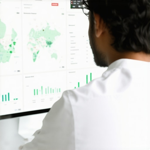 Analyzing Local SEO Data Person reviewing analytics dashboard with maps and data charts