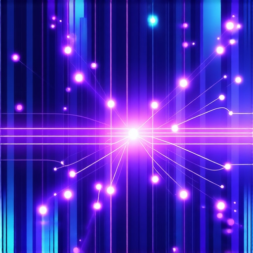 Blockchain and AI Integration for Local SEO Futuristic data center demonstrating blockchain nodes connected with AI systems for enhanced local SEO and data verification.