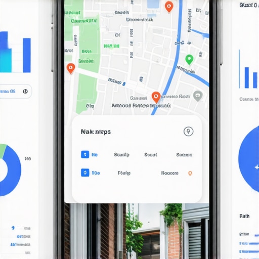 A professional analyzing local SEO data on digital screens, emphasizing analytics and mapping tools.
