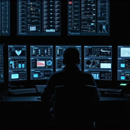 A high-tech control room displaying complex data streams and predictive analytics for local SEO strategies.