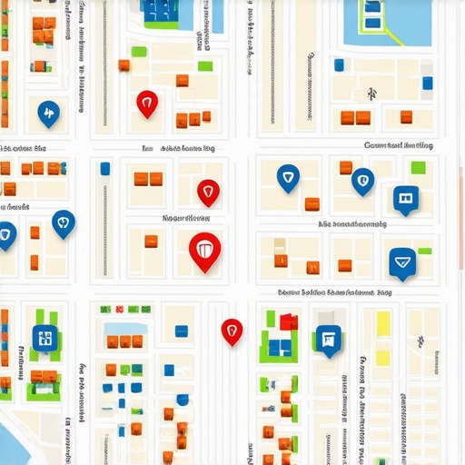 Hyperlocal Map SEO Strategy Visualization Map with neighborhood markers and digital icons illustrating hyperlocal SEO techniques.