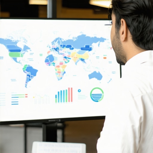 SEO analyst reviewing local map ranking metrics with graphical data