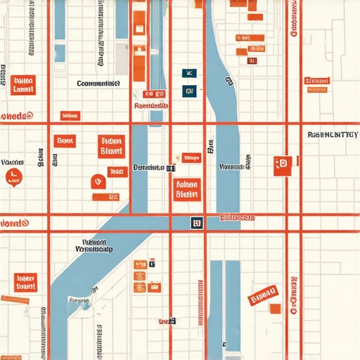 A detailed map showing local businesses, community centers, and neighborhoods to illustrate local ecosystem connectivity